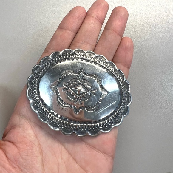 Southwest DA Harris Santa Fe Sterling Concho Belt Buckle - Picture 2 of 13